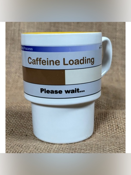 Other - Vintage Caffeine Loading Coffee Mug Cup Cupholder Base Funny Humor Retro